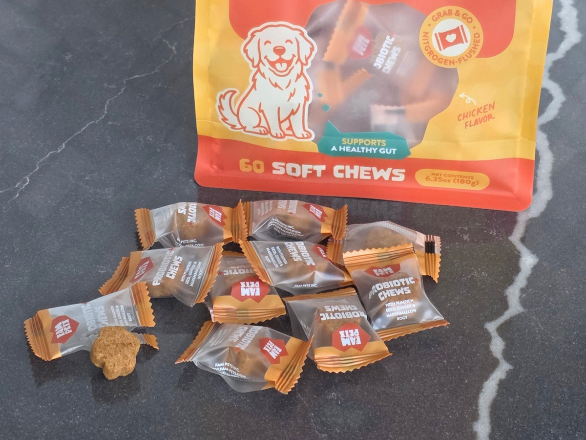 One wrapped FAM Pets soft chew