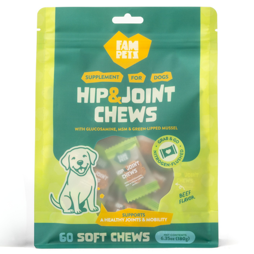 Hip & Joint Soft Chews for Dogs - Glucosamine, MSM, Chondroitin
