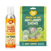 FAM Pets Fresh Start Bundle with Omega 3 Fish Oil Spray and Hip & Joint Soft Chews for Dogs