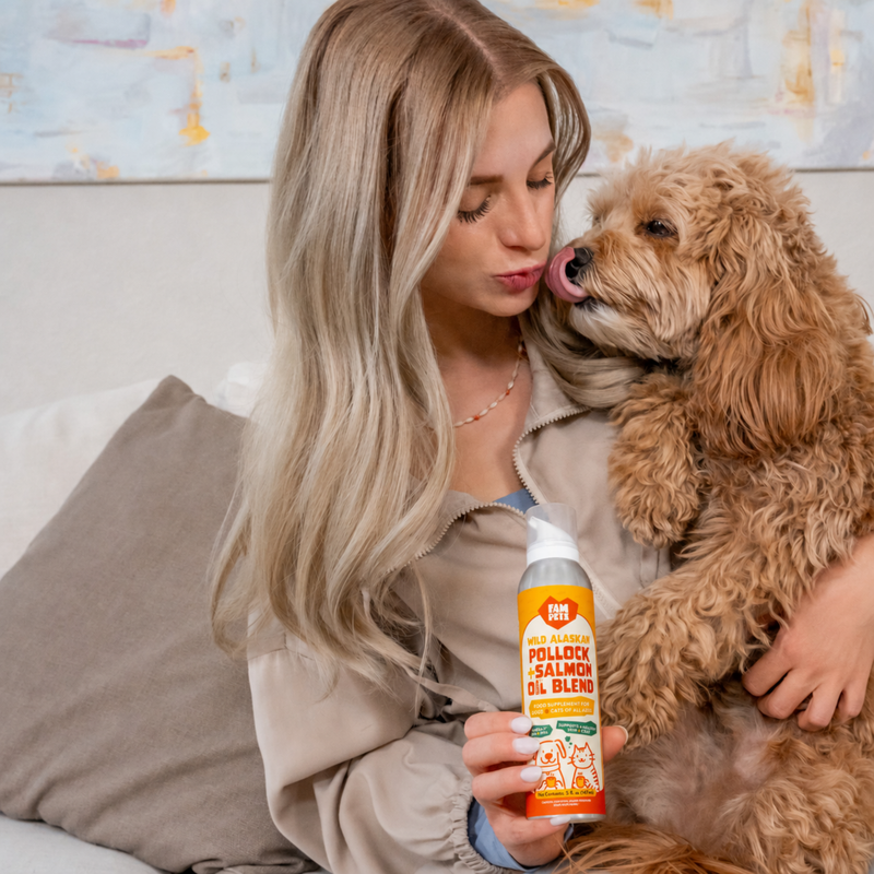 FAM Pets freshness protected fish oil spray and soft chews